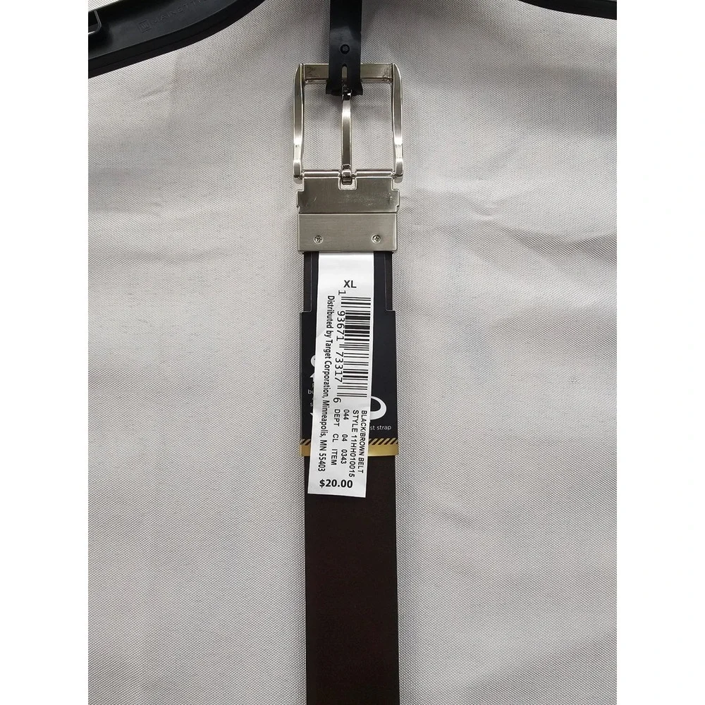 Haggar H26 Mens Reversible Belt Black Brown Silver‎ Buckle XL 42-44 11HH010015